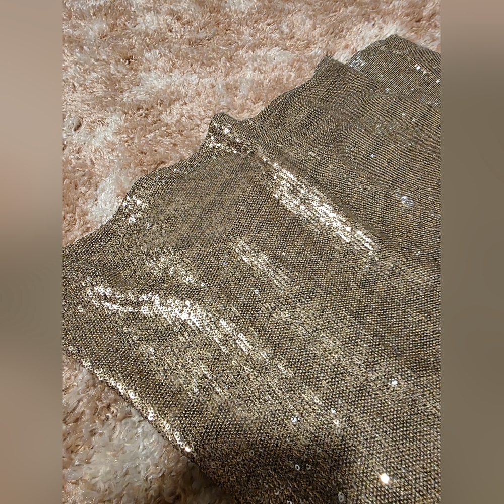 Line & Dot Gold Sequin Maxi Skirt - Picture 2 of 6